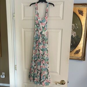 Floral Maxi Dress with Tropical Print